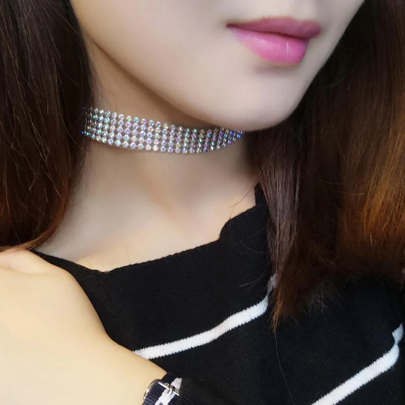 SUMENG 2024 Fashion European Style Women Bundle Neck Element Necklace Jewelry Punk Hip Hop Choker Inlay Rhinestone Collar Gift - Image 2